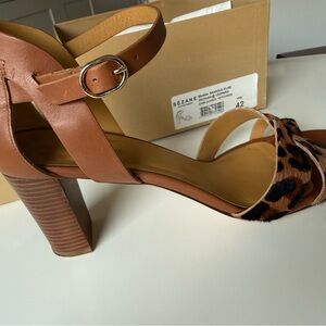 Sezane Tan and Leopard Print Sandals